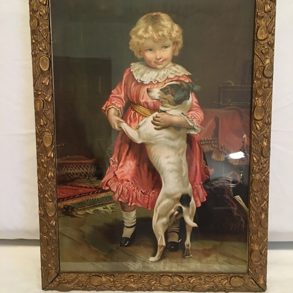 Charles Burton Barber Girl And A Dog Print